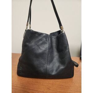 Coach 26224 Madison Phoebe Black leather Shoulder bag silvertone Hardware (PF)
